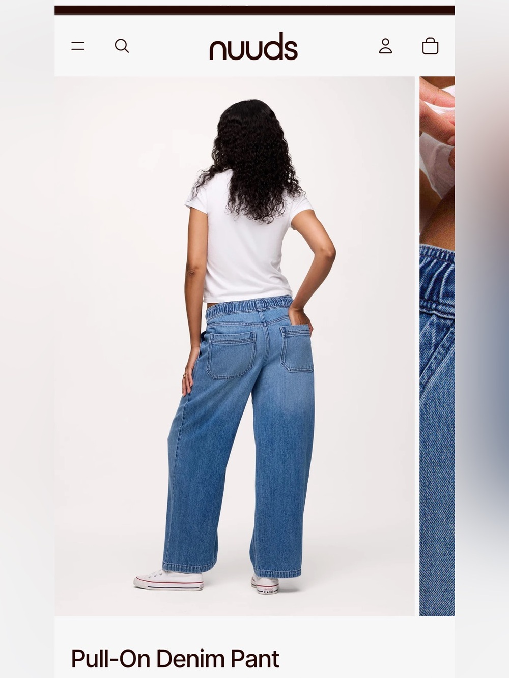 nuuds Medium Blue Wide-Leg Drawstring Jeans - Picture 5 of 7